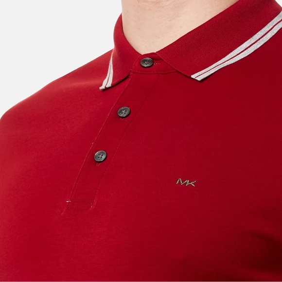 Michael Kors Men's Greenwich Logo Jacquard Polo Shirt - Ruby Red - Picture 2 of 7